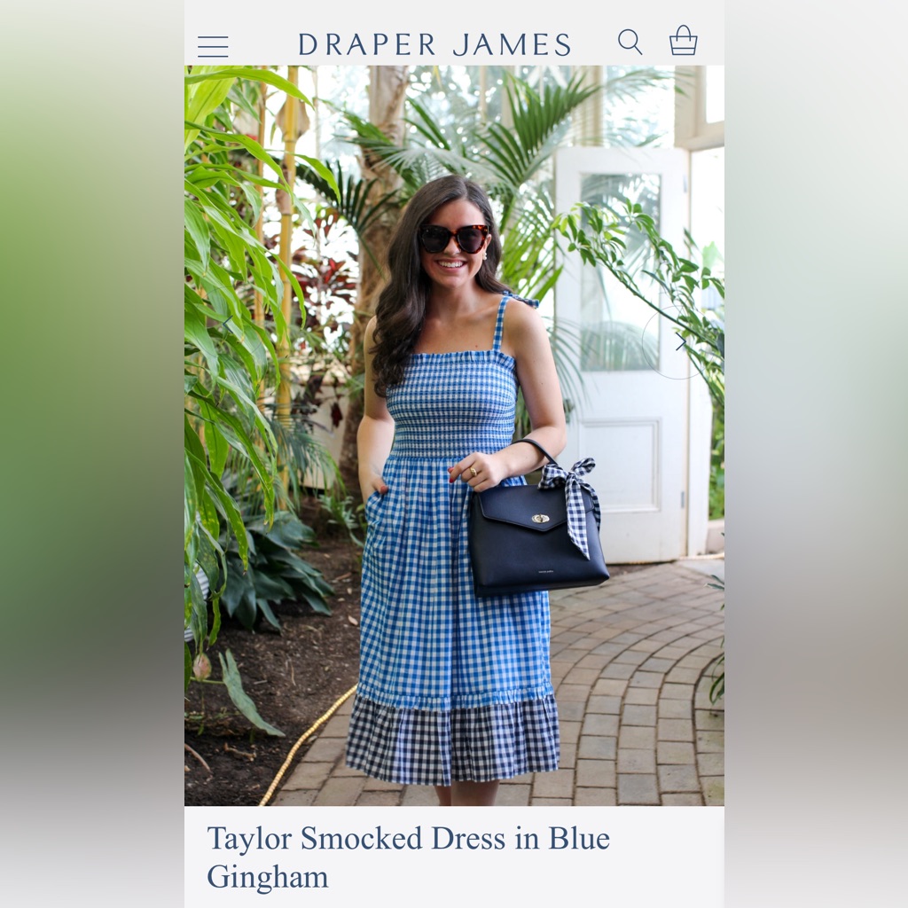 Draper James Taylor Smocked Dress In Blue Gingham